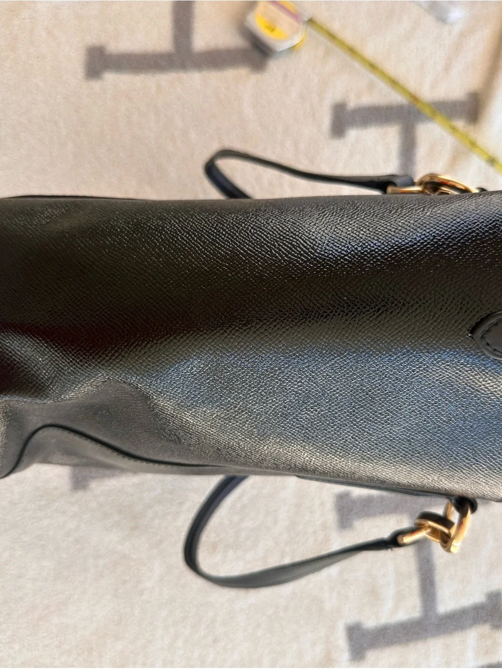 Coach Black Leather Tote with Gold Accents 2018 Ara tote